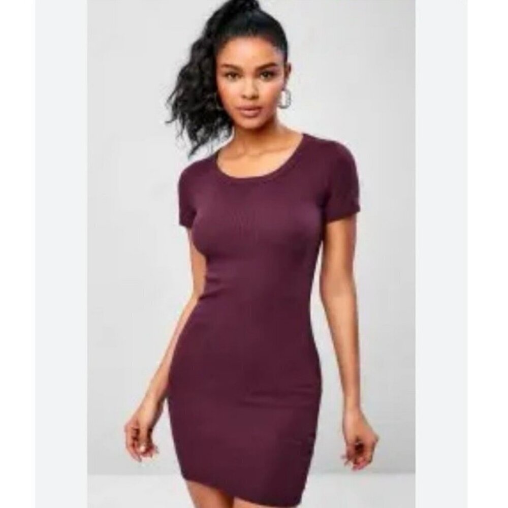 Aritzia Wilfred Free Purple Bodycon T-Shirt Dress Short Sleeve XS EUC